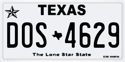 TX license plate DOS4629