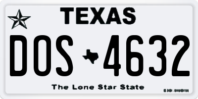 TX license plate DOS4632