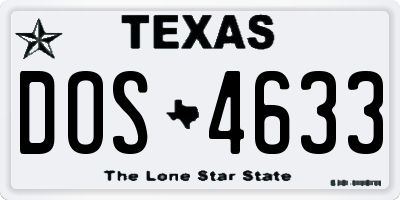 TX license plate DOS4633