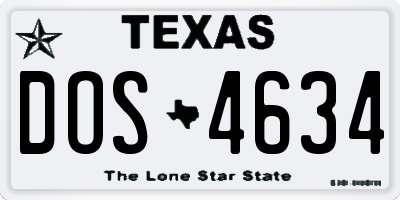 TX license plate DOS4634