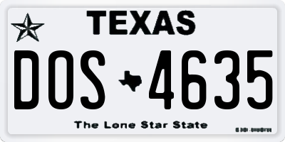 TX license plate DOS4635
