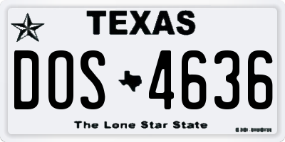 TX license plate DOS4636