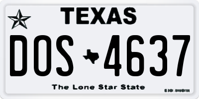 TX license plate DOS4637