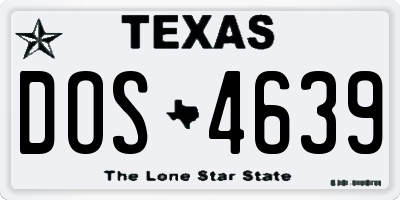 TX license plate DOS4639