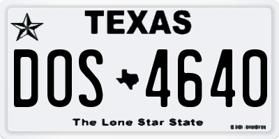 TX license plate DOS4640