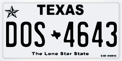 TX license plate DOS4643
