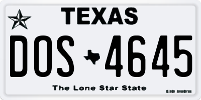 TX license plate DOS4645