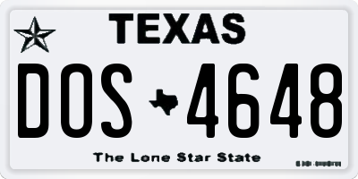 TX license plate DOS4648