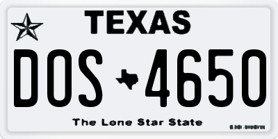 TX license plate DOS4650