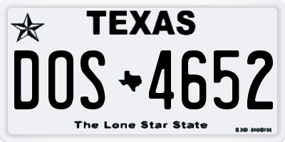 TX license plate DOS4652