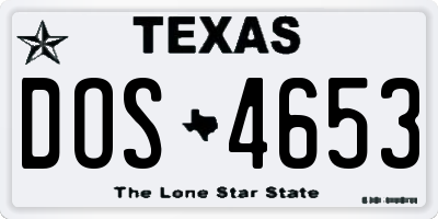 TX license plate DOS4653
