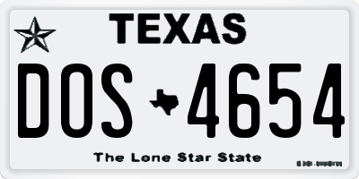 TX license plate DOS4654