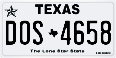 TX license plate DOS4658