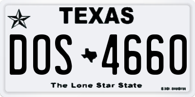 TX license plate DOS4660
