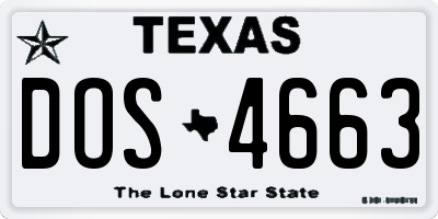 TX license plate DOS4663