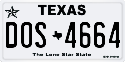 TX license plate DOS4664