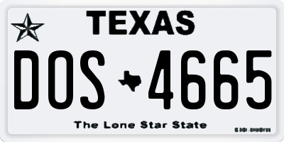 TX license plate DOS4665
