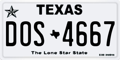 TX license plate DOS4667