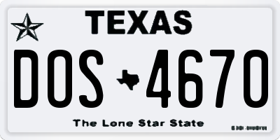 TX license plate DOS4670