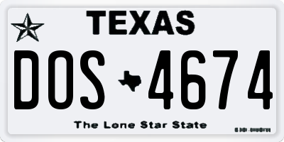 TX license plate DOS4674