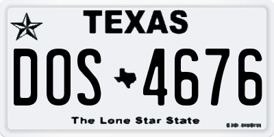 TX license plate DOS4676