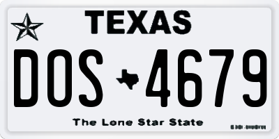 TX license plate DOS4679