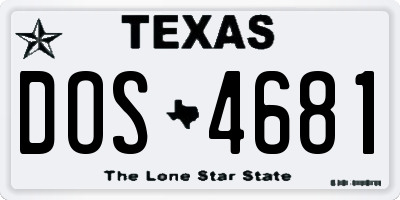 TX license plate DOS4681