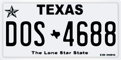 TX license plate DOS4688
