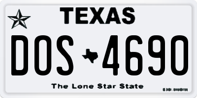 TX license plate DOS4690