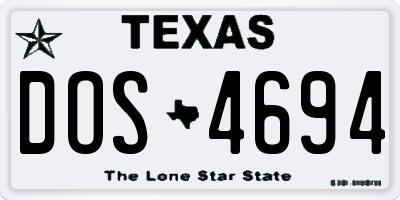 TX license plate DOS4694