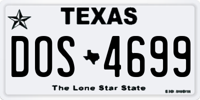 TX license plate DOS4699