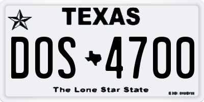 TX license plate DOS4700