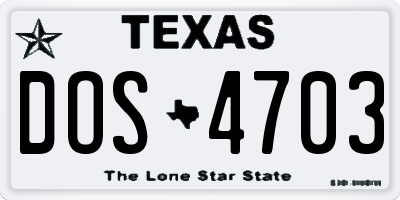 TX license plate DOS4703
