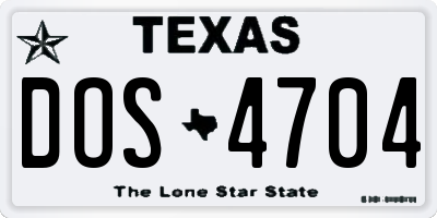 TX license plate DOS4704