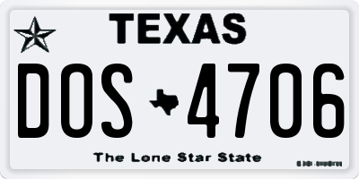 TX license plate DOS4706