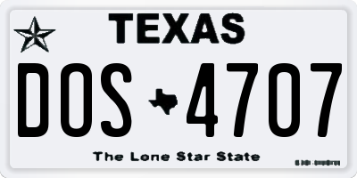 TX license plate DOS4707