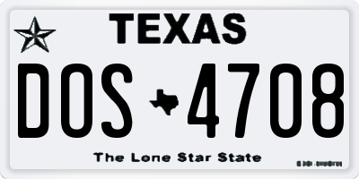 TX license plate DOS4708