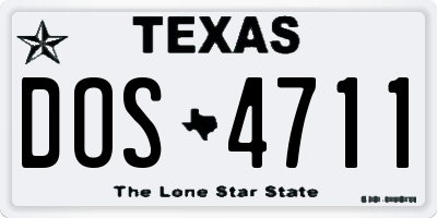TX license plate DOS4711