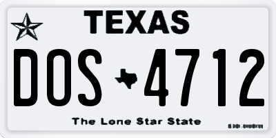 TX license plate DOS4712