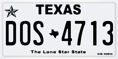 TX license plate DOS4713