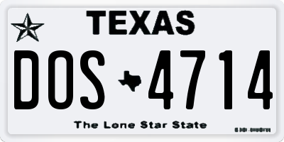 TX license plate DOS4714