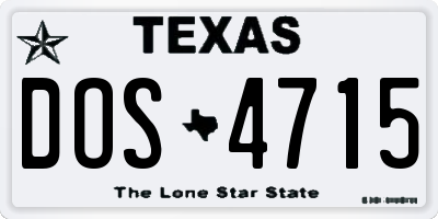 TX license plate DOS4715