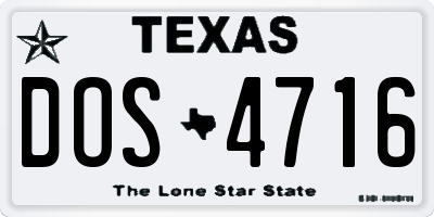 TX license plate DOS4716