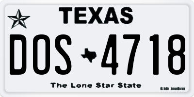 TX license plate DOS4718