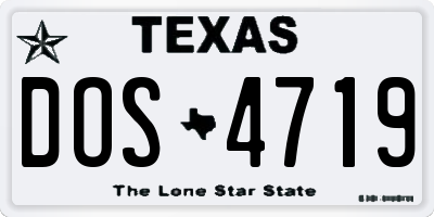 TX license plate DOS4719