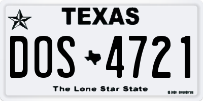 TX license plate DOS4721