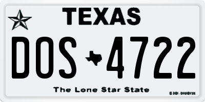 TX license plate DOS4722