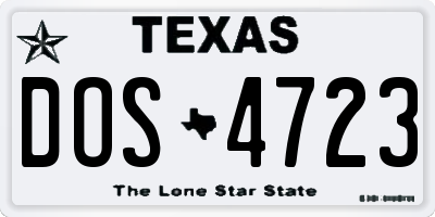 TX license plate DOS4723