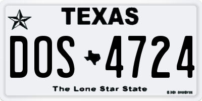 TX license plate DOS4724