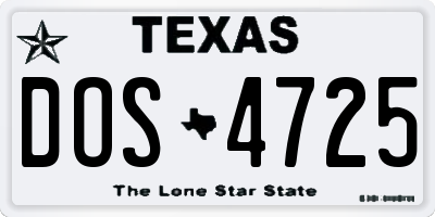 TX license plate DOS4725